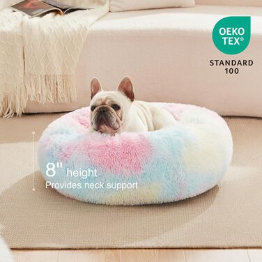 Кімната затишку Love's: ліжко для собак та котів, антистрес, кругленьке, з м'якого штучного хутра, миється, для малих та середніх тварин, сіре, 76.2 см
