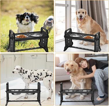 Підвищена годівниця для собак Felenny, регульована висота, 4 рівні, без розливання, повільний диспенсер води для собак та котів