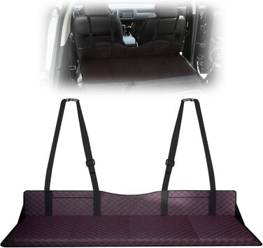 Розширювач сидіння заднього ряду авто, розкладний килимок-матрац для заднього сидіння, портативна платформа для кемпінгу та сну, універсальний для SUV, MPV та компактних авто (Чорний, Шкіра)