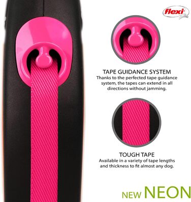 Повідок-рулетка Flexi New Neon рожевий M, 5 м, для собак