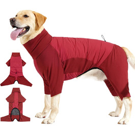 Зимовий одяг для собак, теплий, вітронепроникний зимовий пуховик з коміром, регульований, для маленьких, середніх та великих собак, для прогулянок, хаджінгу та кемпінгу, сірий, розмір L (червоний, розмір L)