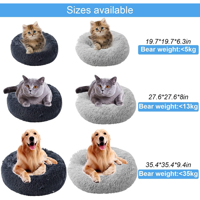 Кругле ліжко для собак та котів 70 см, м'яке гніздо-корзина, тепле ліжко-подушка для середніх собак, котів та інших домашніх тварин (темно-сірий)
