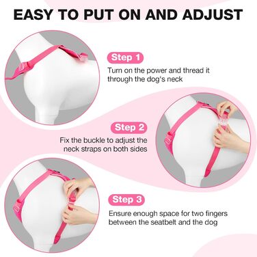 Світловідбиваючий нашийник для собак великих порід Feycig з LED підсвічуванням, акумуляторний, регульований, 3 режими світла, висока видимість (Рожевий, Medium)