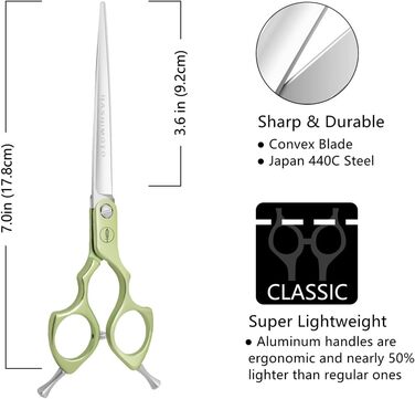 Ножиці для грумінгу собак Hashimoto, професійні ножиці для догляду за шерстю, прямі леза, надлегкі, матова поверхня, 7.0 дюйми