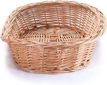 Плетене ліжко для собак та котів з лози, Wiklinowy Świat - Натуральне, тепле та стильне, різні розміри (58x42x15 см, без подушки)