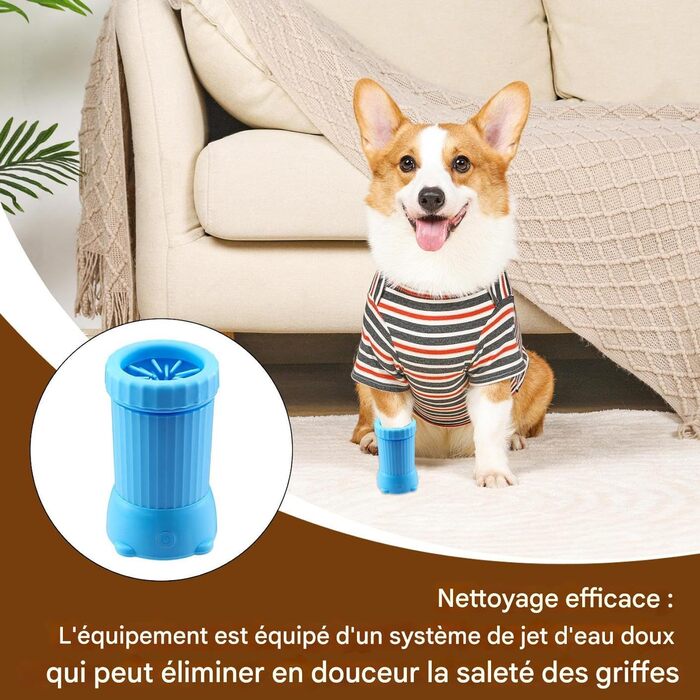 Автоматичний мийник лап для собак, USB, для середніх та великих собак, блакитний