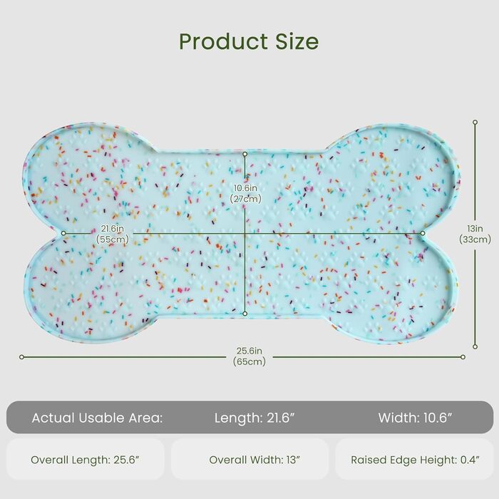 Килимок для годування собак і котів PWTAA, силіконовий, нековзний, з високим бортиком, водонепроникний, 80x40 см, блакитний (Donut)