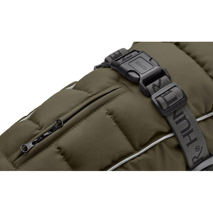 Накидка для собак HUNTER Paxson Mops & Co., оливковий колір, водонепроникна, з відбиваючими елементами, для маленьких собак