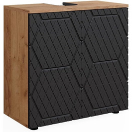 Підмивальна тумба Vicco Irma, дуб Goldkraft/антрацит, 60x59 см, смугастий антрацит
