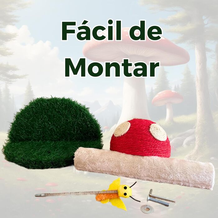 Котячий когтетоп Kratzbaum з мотивом грибів - когтетоп для котів 45 см з трьома текстурами, когтетоп-стійка, когтетоп з товстої тканини, котячі меблі, котячий когтетоп