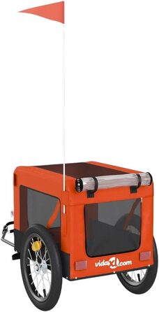 Причіп для велосипеда для собак Оранжево-чорний, Oxford-тканина та залізо, LH41939