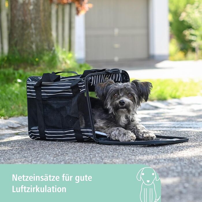 Транспортна сумка для тварин Kerbl Cuba, чорно-біла, 40x26x28 см, поліестер, для собак та котів, знімний чохол, сітчасті вставки