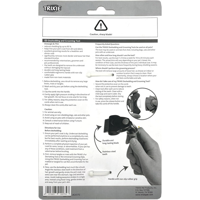 Тріксі Щітка для вичісування шерсті з вимінним насадком - 11x15 см, 24175