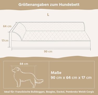 Ортопедичні лежанки для собак великих порід - водонепроникні знімні лежанки з миючим чохлом (90 x 64 x 17 см)