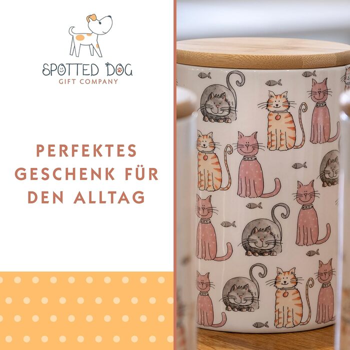 Набір контейнерів для зберігання SPOTTED DOG GIFT COMPANY з кераміки з кришкою, 3 шт. (1.2 л, котячий мотив)
