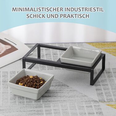 Підвищена годівниця для котів та собак HCHLQLZ, 2 шт. по 280 мл, кераміка, сіра