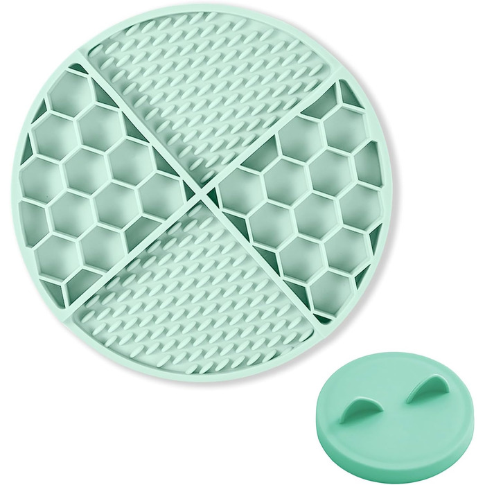 Килимок для облизування домашніх тварин з присосками та кришкою від банку для собак та котів, силікон харчової якості, повільне годування, іграшка-головоломка, килимок для ласощів для собак, що не ковзає, для зменшення тривоги та нудьги (М'ятний)