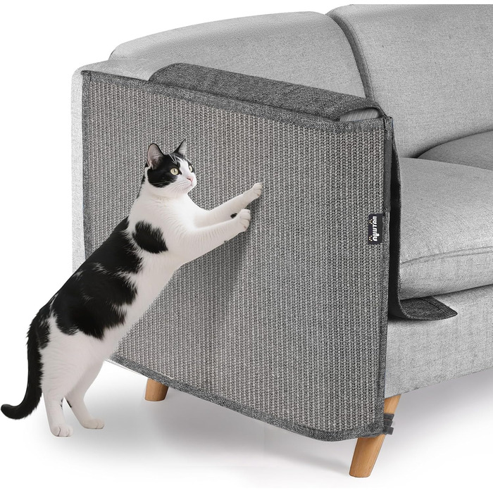 Захист для дивану від котів NATUYA - М'який мовшеневий захист меблів для котів, легко знімається, сірий колір, для правої сторони