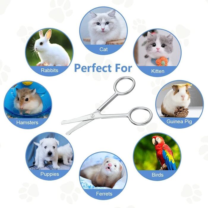 Набір ножиць для собак, 4 шт. з нержавіючої сталі: тример для домашніх тварин, ножиці для нігтів, ножиці для витончення, вигнуті ножиці та гребінець для грумінгу собак, котів та інших тварин (1 маленька ножиця)