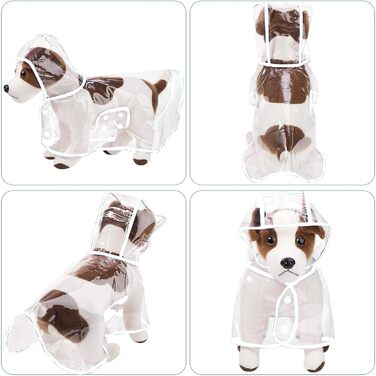 Дощовик для собак PETCUTE, водонепроникний, з капюшоном, PVC, дихаючий, з кнопками, для середніх та великих собак (6XL, білий)