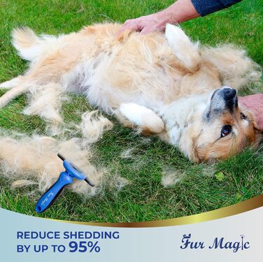 Щітка для вичісування та видалення ковтунів Fur Magic, велика, для собак, котів і коней — гребінець для шерсті, зменшує линяння та видаляє підшерстя