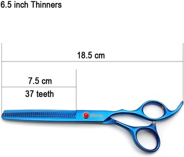 Професійний набір ножиць для грумінгу домашніх тварин: 4 шт. (прямі, тонкі, вигнуті), титанове покриття, блакитний колір