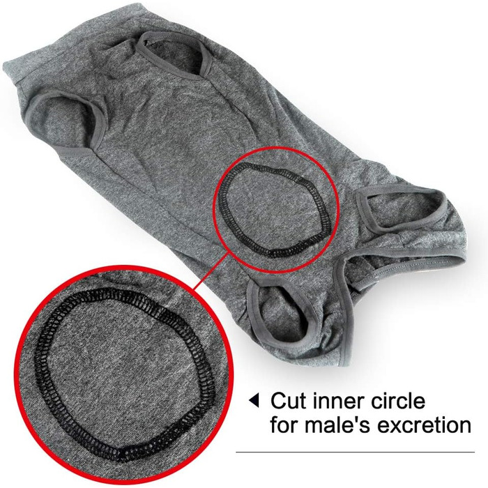 Захисний костюм для собак після кастрації Heywean, сірий, M - костюм для відновлення після операції