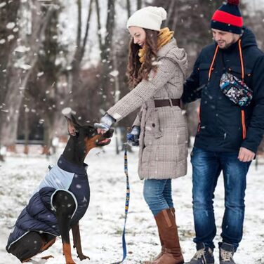 Зимовий теплий одяг для великих собак, XL - теплий зимовий одяг для собак, великих порід, світловідбиваючий, з коміром-гетром, для снігу, червоний (темно-синій, 2XL)