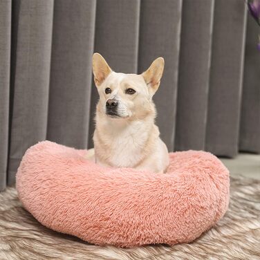М'яке ліжко для собак та котів Doughnut Ø70см, рожеве. Зручне, неслизьке, для цуценят та великих, середніх та маленьких собак (до 17.5кг). Легко миється.