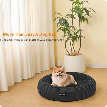 Кругле ліжко для собак та котів, зручне та миється, Ø 60 см, темно-сірий кошик для собак, ліжко-подушка, 60x60x18 см