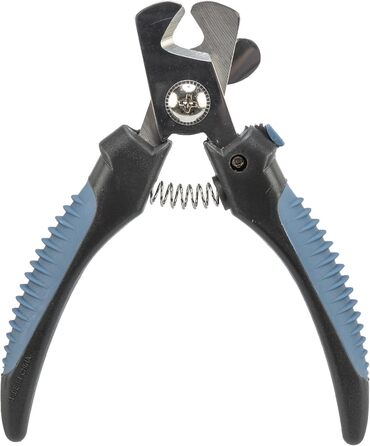 Ножиці для догляду за кігтями TRIXIE для собак, котів, дрібних тварин та птахів - безпечний замок - обмеження запобігає надмірному скороченню - нержавіюча сталь - гумова ручка - чорний/синій - 13 см - 2371