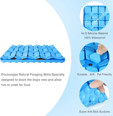 Інтерактивна килимок для собак, 2 шт. з силікону, для тренування нюху та повільного годування, рожевий + блакитний, розмір M-8'X13'