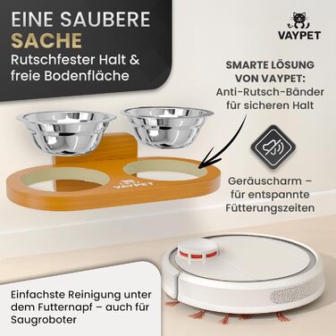 Підвісний годівниця для котів VAYPET® з нержавіючої сталі, білий дуб, без свердління