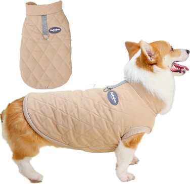 Зунеа - тепла куртка для собак маленьких та середніх порід, коргі, з кільцем D, флісова підкладка, зимова, для холодної погоди, жилет, куртка, одяг для цуценят, м'яка, для хлопчиків, такса, зелена (XXL, хакі)