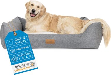 Ортопедичне ліжко для собак Freudentier® з вишуканим стеганням - Практичне, зрозуміле, сертифіковане Oeko-TEX® (M)