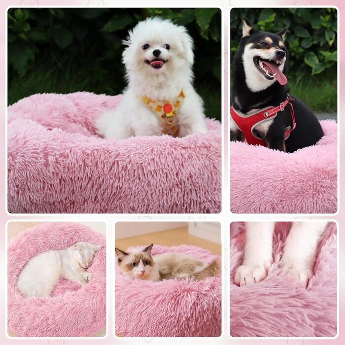 Крісло-ліжко для собак середніх та великих порід, котяче ліжко з плюшу, 70x70x20 см, рожеве