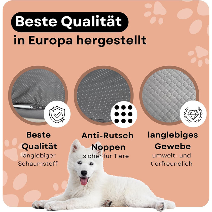 Ортопедичне собаче ліжко Odolplusz для великих собак | М'яке ліжко-кімната для середніх та великих собак | Собача матрацна подушка знімний, пральний чохол | (80x60x7 см, Сірий)