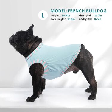 Сорочка для собак Katzinst (2 шт.) - сонцезахист, дихаючий матеріал, для середніх собак (Французький бульдог). Розміри: L (обхват грудей 46 см), M (обхват грудей 40 см). Кольори: зелений хакі + світло-блакитний + світло-ліловий