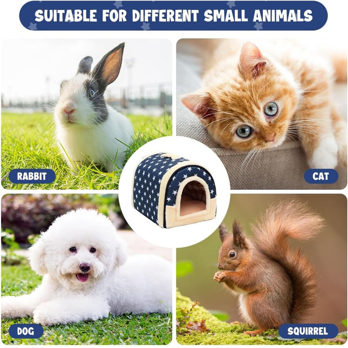 Кітня - будиночок для котів, ліжко-печера з м'яким плюшевим подушкою. Складаний будиночок для котів, кроликів, морських свинок, кошенят до 2.5 кг, 35x32x28 см