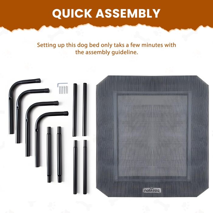 Nobleza Hundeliege Outdoor: Підвищене ліжко для собак, середній розмір, для вулиці, кемпінгу, з охолодженням, сіре, M, 105x80x20 см