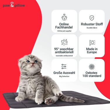 Лежак для собак paw & pillow® Outdoor та Indoor, стійкий до подряпин і укусів, миючийся, для подорожей, автомобіля та дому, сірий, розмір L, вироблено в Німеччині