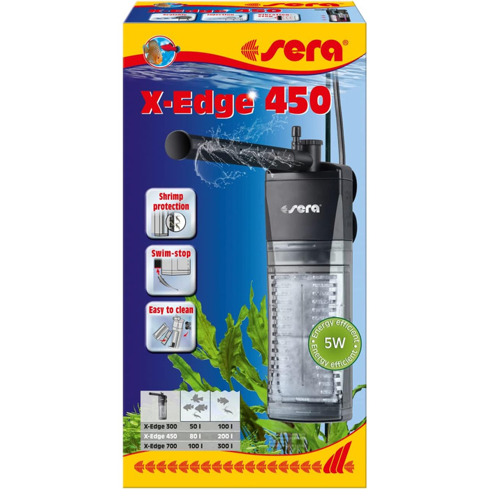 sera X-Edge 450 – потужний та енергоефективний кутовий внутрішній фільтр для акваріума до 200 л