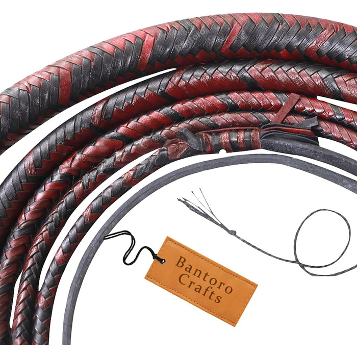 Бантoро Крафтс: Батогом з кенгурячої шкіри, чорний та коричневий, 16 плетінок, важкий батіг для биків, 1,8 метра (5,4 метра)