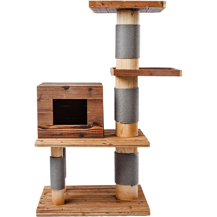 Кігтеточка для котів CanadianCat Woody - дерев'яний комплекс для лазіння | 70 x 45 x 117 см | вологостійка, для вулиці