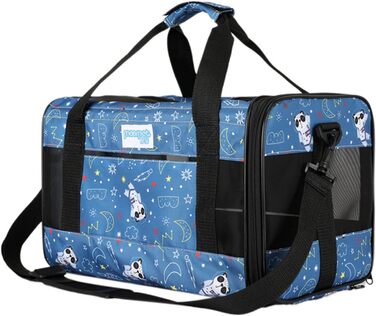 Транспортна сумка PETCUTE для котів та собак, складана, з плечовим ременем, схвалена авіакомпаніями, дихаюча, знімний килимок, синій (M)