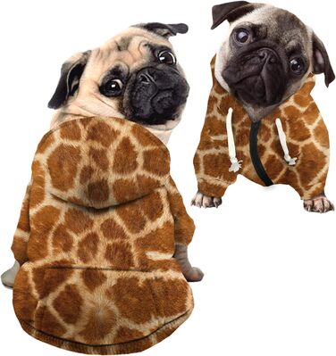 Пуловер для собак з принтом жирафи, одяг для тварин, зручний, з капюшоном, спортивний, для котів та собак, розмір 37x55x40 см