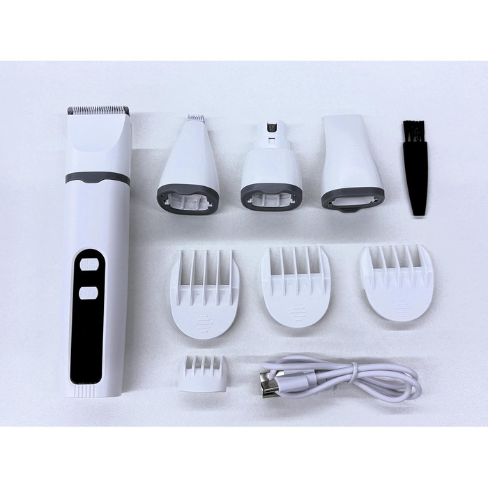 Машинка для стрижки тварин 4-в-1 Leise: стрижка тіла, лап, носа та вух. USB-C, 2 режими швидкості, LCD-дисплей. Для собак та котів.
