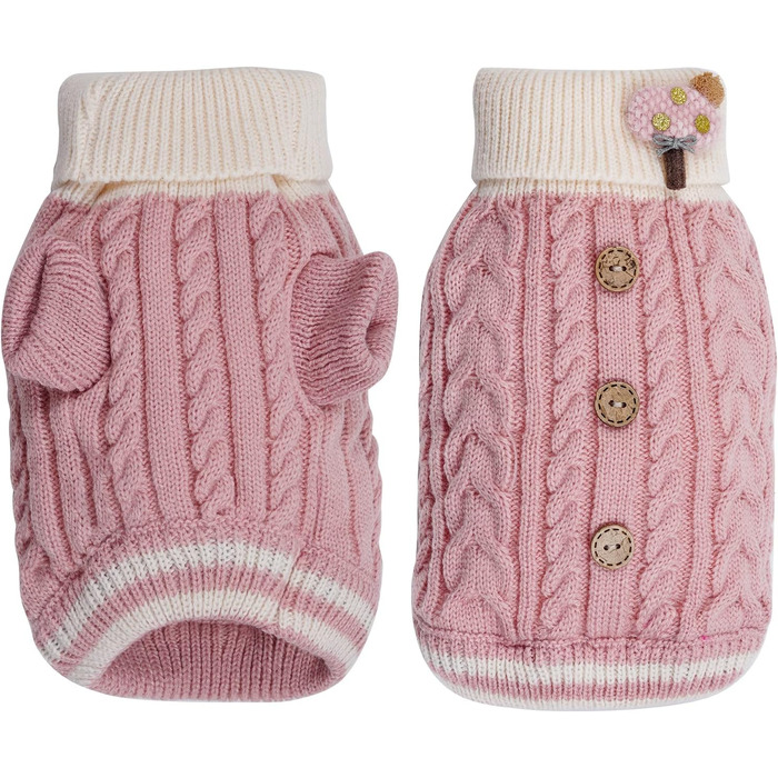 Пуловер для собак з коміром-горловиною, теплий зимовий одяг для собак та кошенят, теплий одяг для собак середнього розміру (Medium)