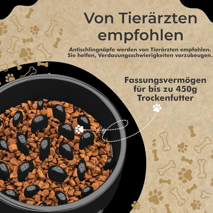 Миска для собак Anti Schling Napf з щіткою для легкого очищення, об'єм до 700 мл, з антиковзаючою основою, для середніх та великих собак, чорна