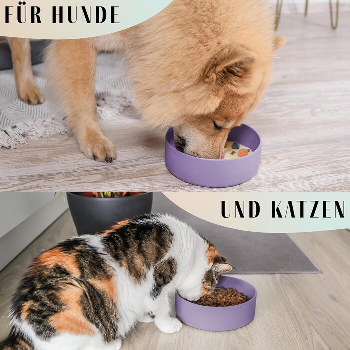 Миска для собак ne&no® Silikon 1200 мл з кришкою для маленьких та середніх собак | Безпечна для холодильника, не ковзає | Набір мисок для собак: миска та кришка (холодна фіолетова)